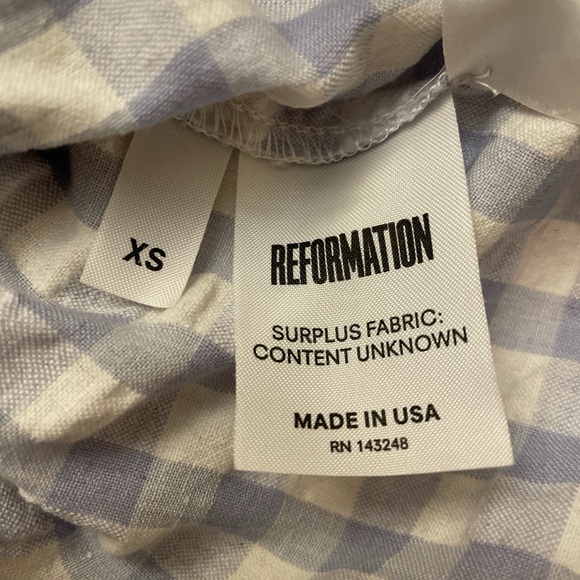 Reformation Blue Gingham Off-the-shoulder Dress - Picture 2 of 2